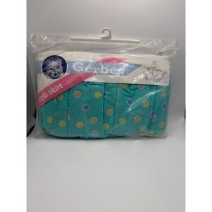 Vintage Gerber Bundle of Joy Crib Skirt Teal Polka Dot Standard 28x52 NWT‎ 1992